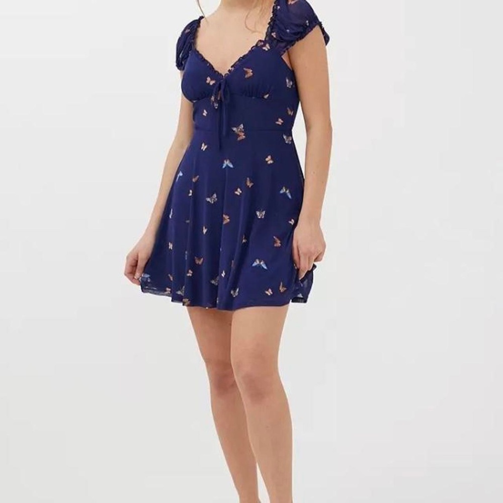 Urban Outfitters Audrey Butterfly Print Mesh Mini Dress